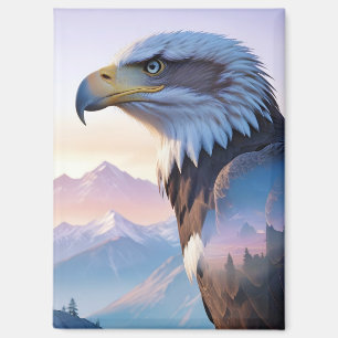 Bald Eagle Double Exposure Animal Nature Wildernes Magnet