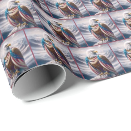 Bald Eagle Draped In an American Flag Wrapping Paper