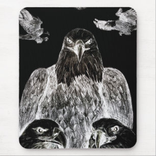 Bald Eagle Drawing, Inversion of Pencil drawing Mouse Pad