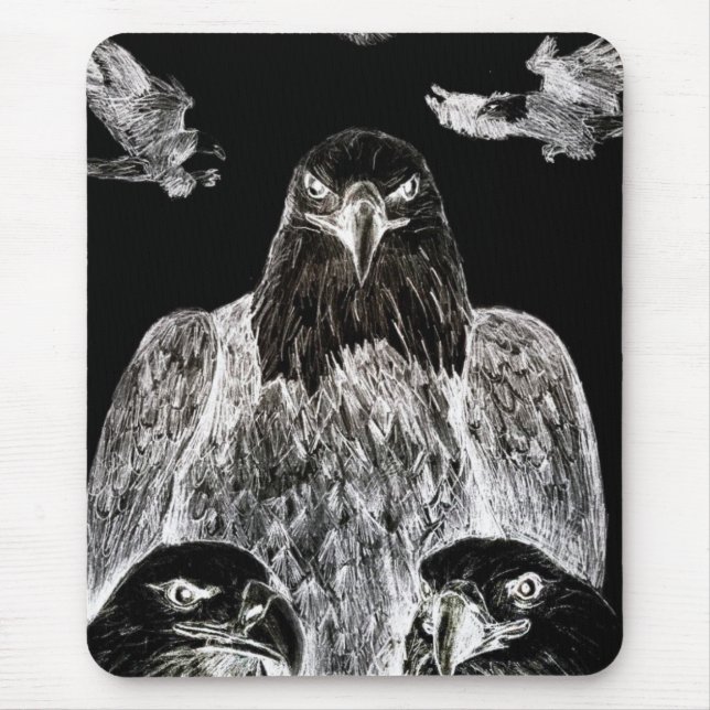 Bald Eagle Drawing, Inversion of Pencil drawing Mouse Pad (Front)