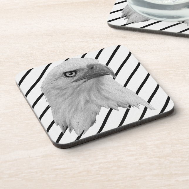 Bald Eagle Face Oil Paint, Beverage Coaster (Left Side)