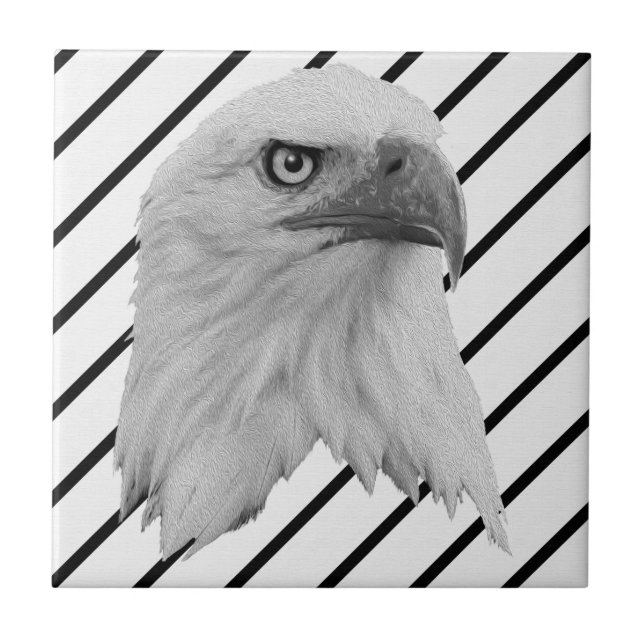 Bald Eagle Face Oil Paint, Ceramic Tile (Front)