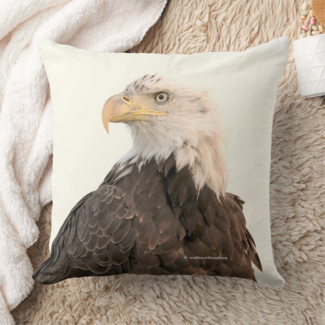 Bald Eagle Fading into the Smoky Sky Throw Pillow (Blanket)