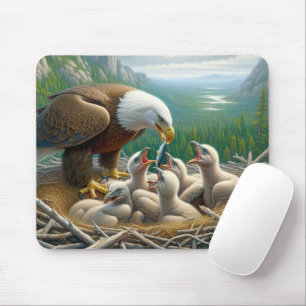 Bald Eagle Feeding Eaglets Mouse Pad