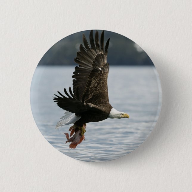 Bald Eagle Fish Retrieval Button (Front)