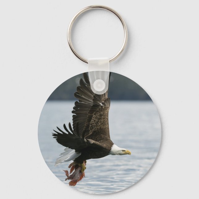 Bald Eagle Fish Retrieval Keychain (Front)