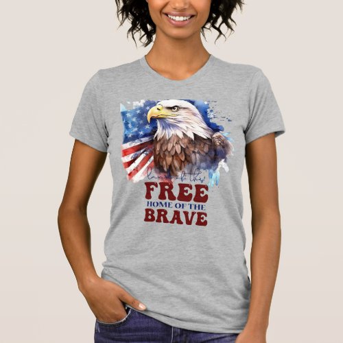 Bald Eagle_Flag_Land of the Free Home of the Brave T_Shirt