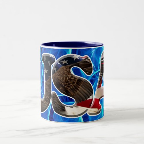 Bald Eagle  Flag Patriotic Fractal Travel Mug