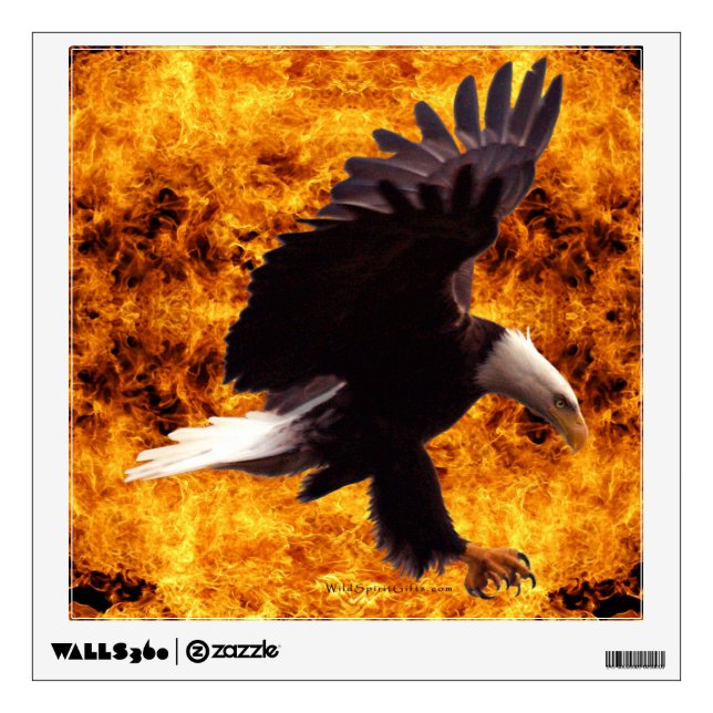 Bald Eagle & Flames Fantasy Art Wall Decal (Front)