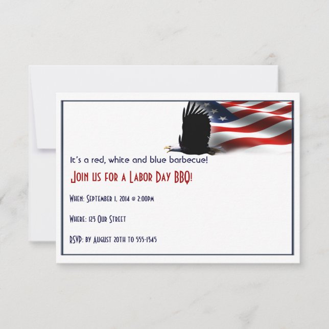 Bald Eagle Flies the Flag Labor Day Invitation (Front)