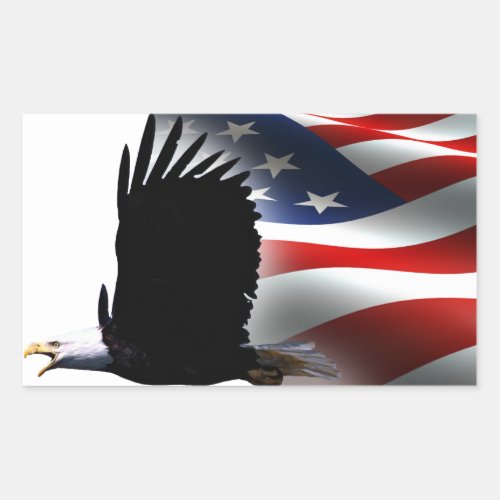 Bald Eagle Flies the Flag Memorial Day Rectangular Sticker