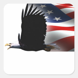 Bald Eagle Flies the Flag Memorial Day Square Sticker