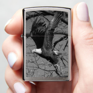 Bald Eagle Flight BW Zippo Lighter