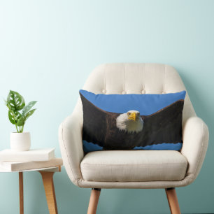 Bald Eagle Flyby Up Close Lumbar Pillow