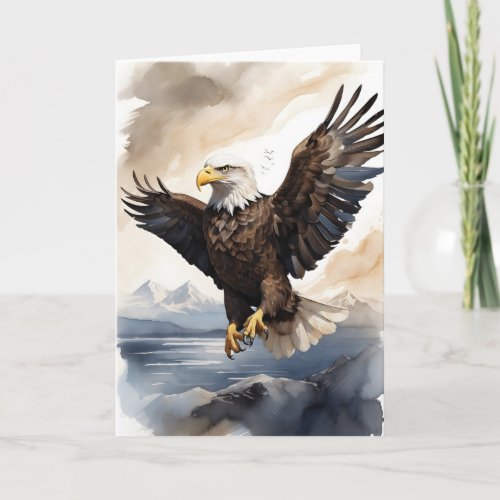 Bald Eagle Flying High Above the Sea Blank Card