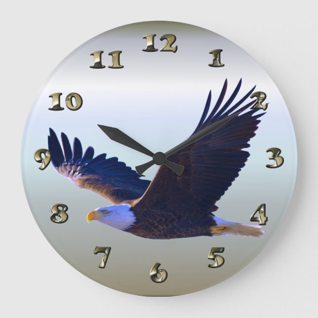 Bald Eagle Flying Large Clock (Front)