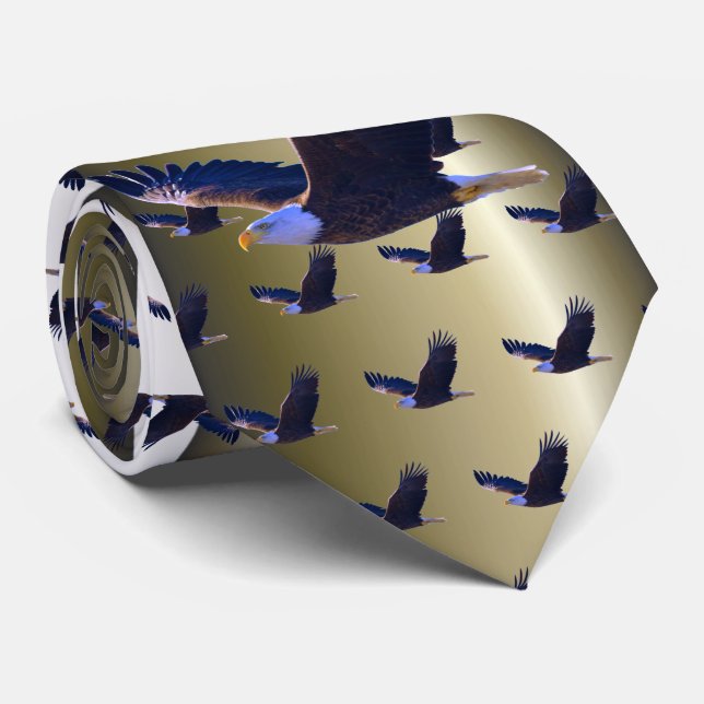 Bald Eagle Flying Neck Tie (Rolled)