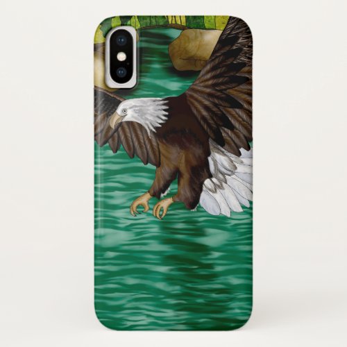 Bald Eagle Flying Over River and Mountains iPhone XS Case