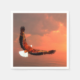 Bald eagle flying paper napkins