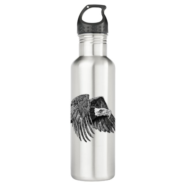 Bald Eagle Flying Stainless Steel Water Bottle (Front)