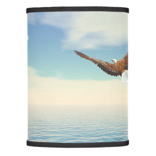 Bald eagle flying upon the ocean to the moon lamp shade