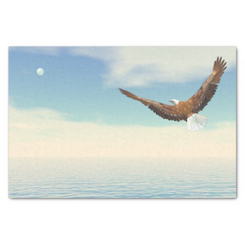 Bald eagle flying upon the ocean to the moon tissue paper