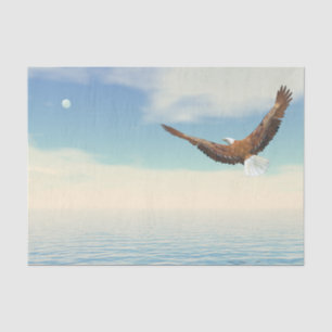 Bald eagle flying upon the ocean to the moon tissue paper