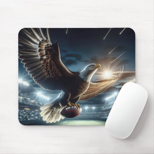 Bald Eagle Flying With a Football Mouse Pad (With Mouse)