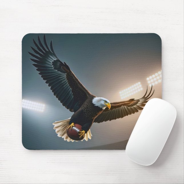 Bald Eagle Flying With a Football Mouse Pad (With Mouse)