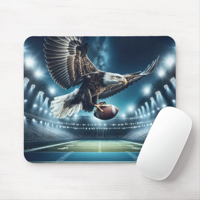 Bald Eagle Flying With a Football Mouse Pad (With Mouse)