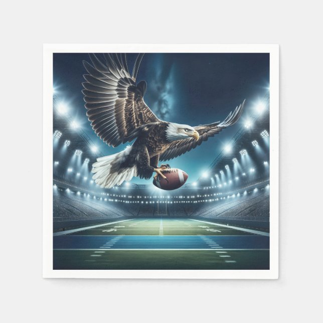 Bald Eagle Flying with a Football Napkins (Front)