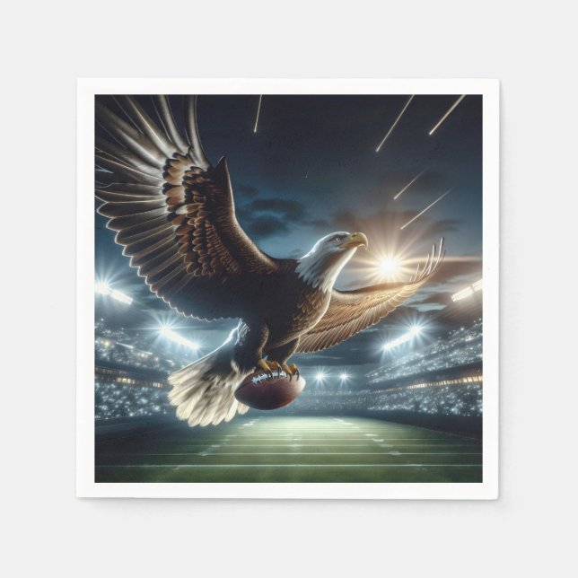 Bald Eagle Flying with a Football Napkins (Front)