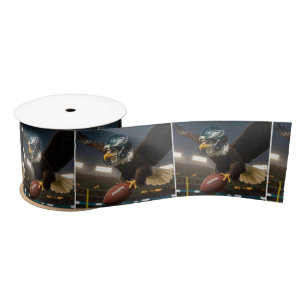 Bald Eagle Flying With a Football Wearing a Helmet Satin Ribbon