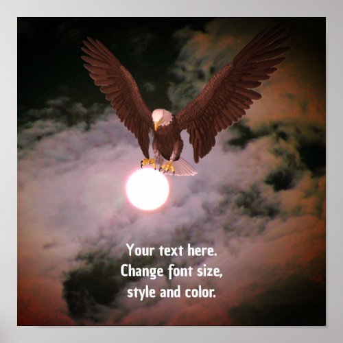 Bald Eagle Full Moon Fantasy Add Your Text Poster