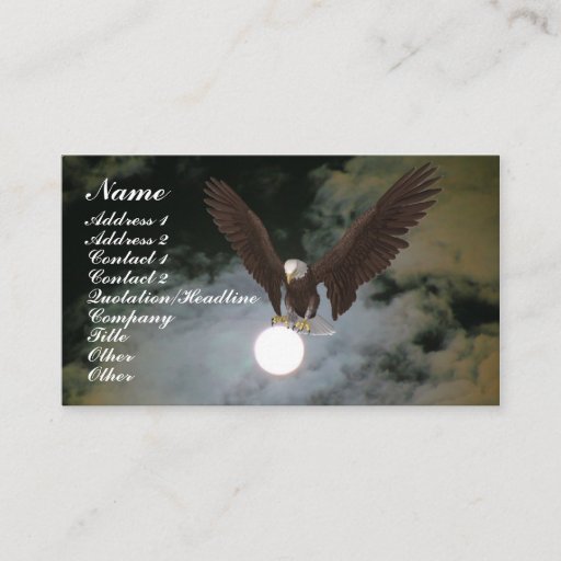 Customizable Bald Eagle Full Moon Fantasy Business Card