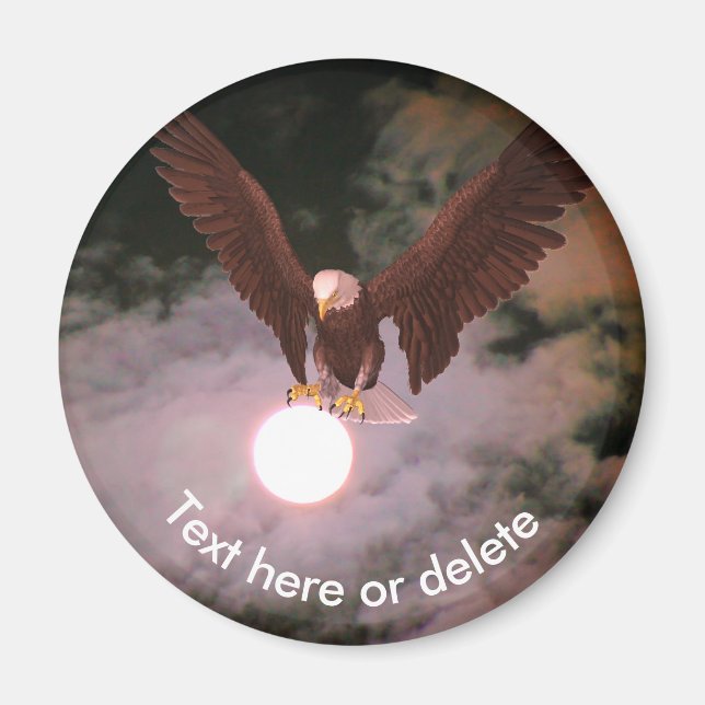 Bald Eagle Full Moon Fantasy Personalized Magnet (Front)