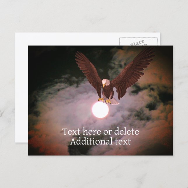 Bald Eagle Full Moon Fantasy Personalized  Postcard (Front/Back)