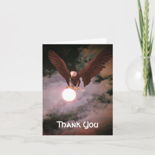 Bald Eagle Full Moon Fantasy Thank You Card