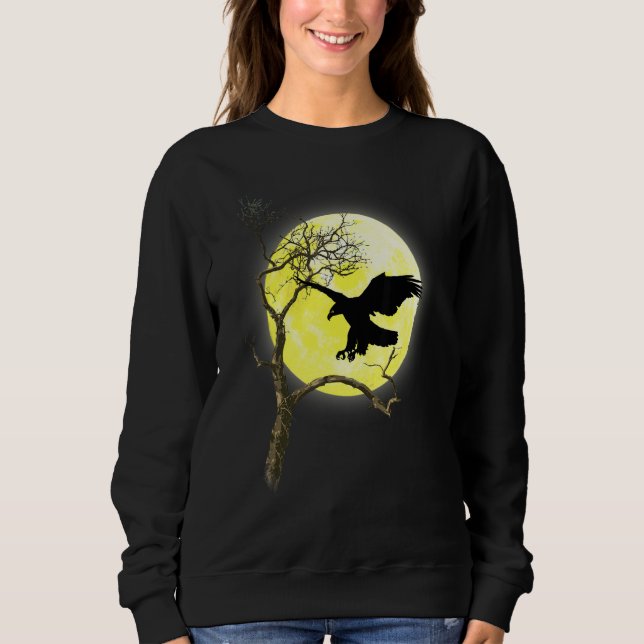 Bald Eagle Full Moon Light Nature Bird Watching Sweatshirt (Front)