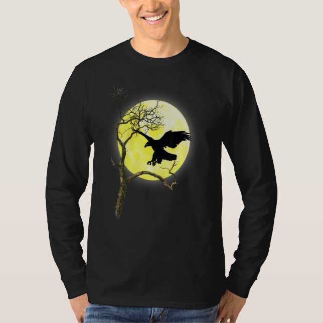 Bald Eagle Full Moon Light Nature Bird Watching T-Shirt (Front)