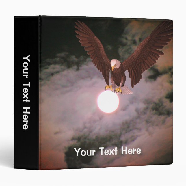 Bald Eagle Full Moon Nature Fantasy Personalized 3 Ring Binder (Front/Spine)