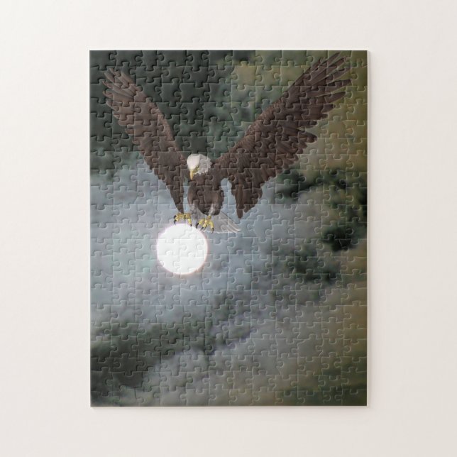 Bald Eagle Full Moon Night Sky Fantasy Art Jigsaw Puzzle (Vertical)