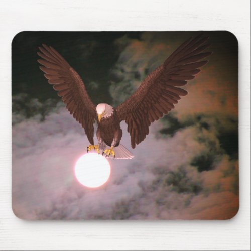 Bald Eagle Full Moon Night Sky Fantasy  Mouse Pad