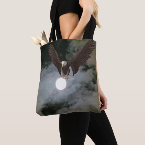 Bald Eagle Full Moon Night Sky Fantasy  Tote Bag