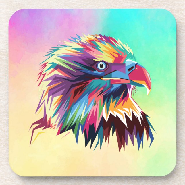 Bald Eagle Geometric Prismatic Design-80590 Beverage Coaster (Front)