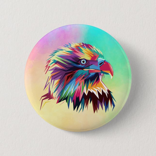 Bald Eagle Geometric Prismatic Design-80590 Button (Front)