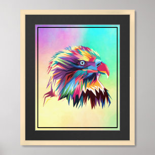 Bald Eagle Geometric Prismatic Design-80590 Framed Art