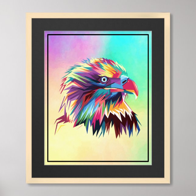 Bald Eagle Geometric Prismatic Design-80590 Framed Art (Framed Front)