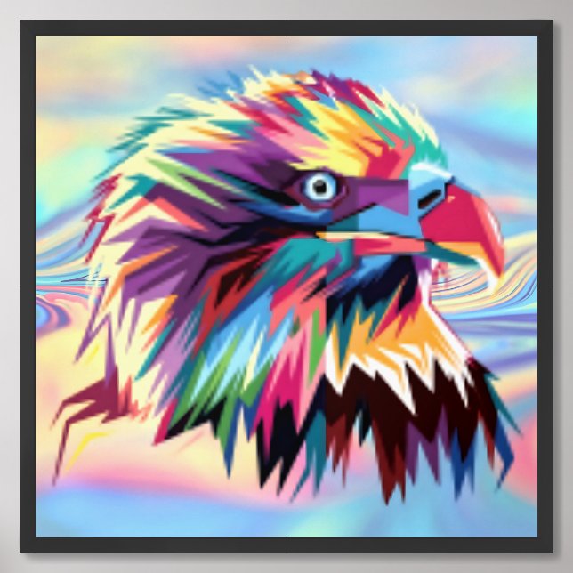 Bald Eagle Geometric Prismatic Design-80590 Framed Art (Framed Front)