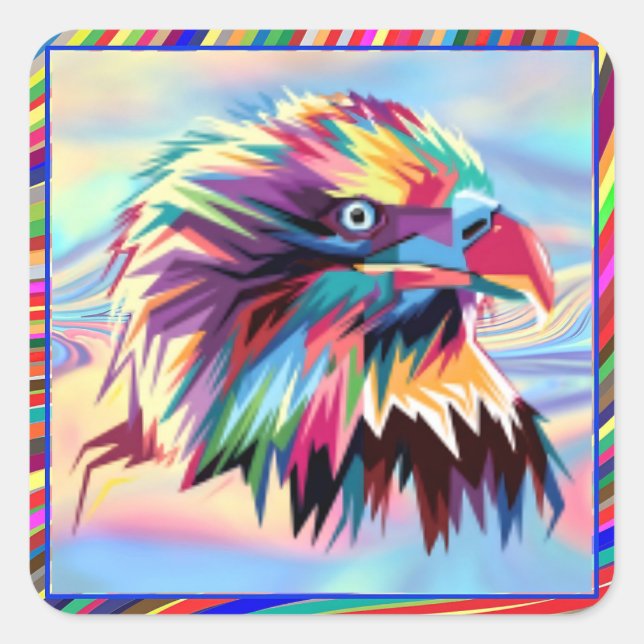Bald Eagle Geometric Prismatic Design-80590 Square Sticker (Front)
